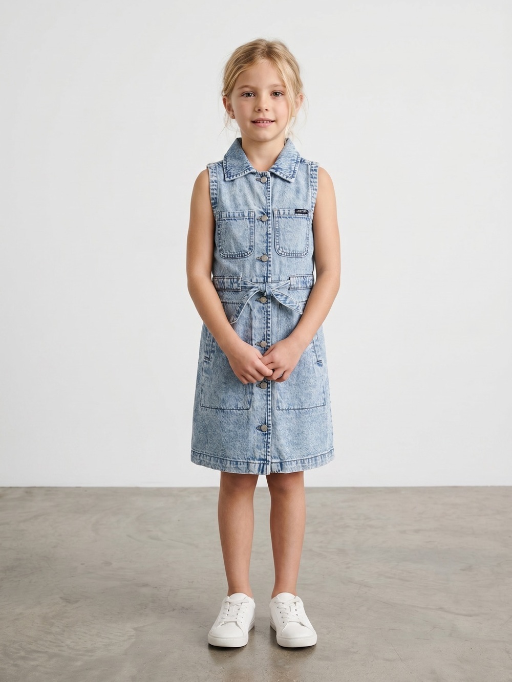 NWT New Joe's Jeans Blue Sleeveless Denim Shirt Dress With Tie Size 7/S